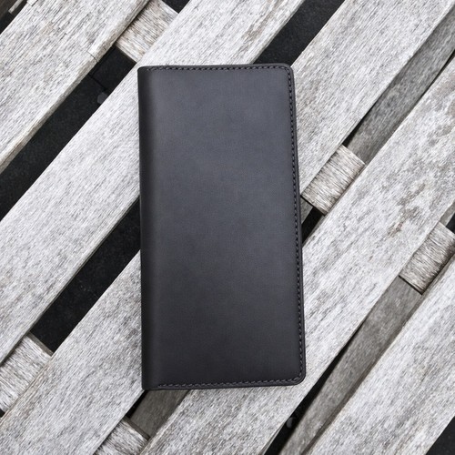 Handmade black leather long - black,